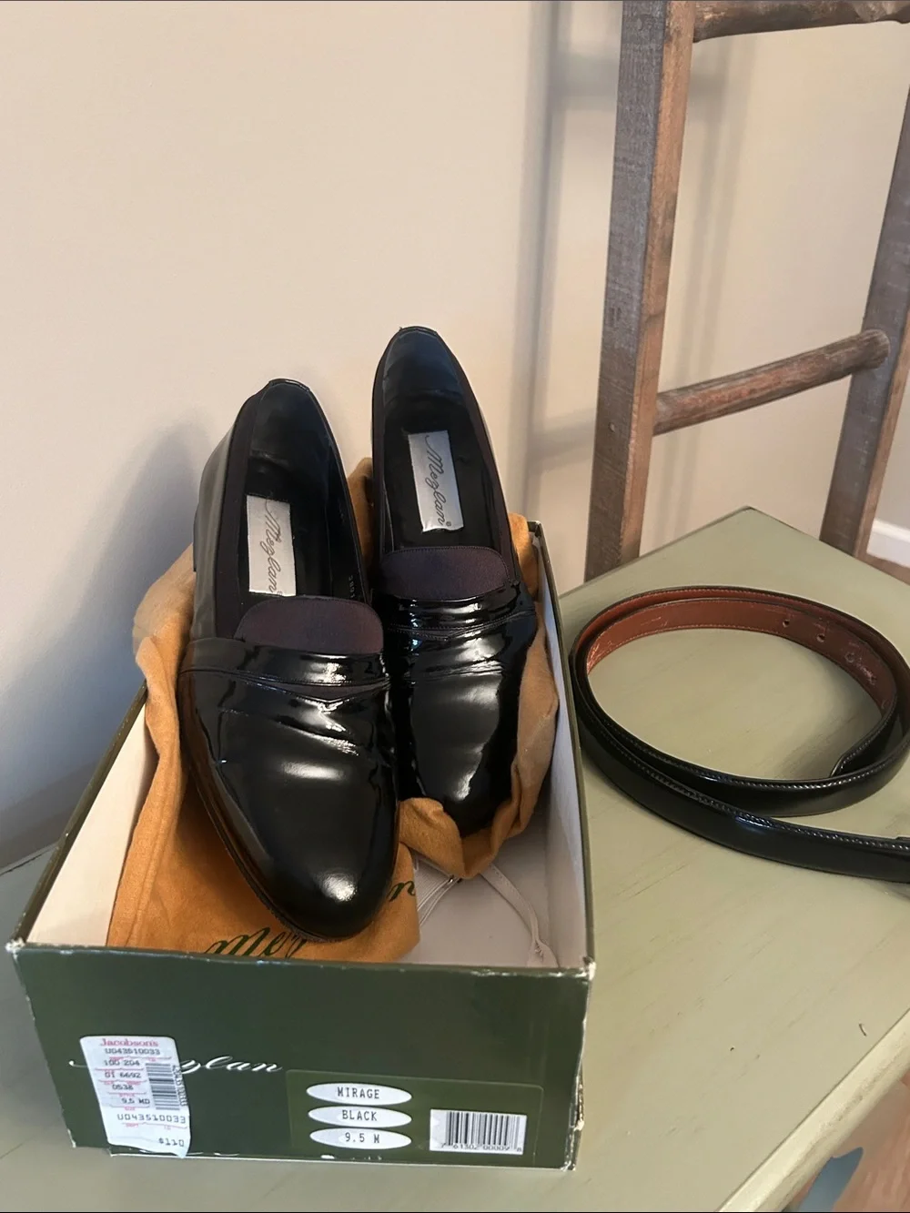 Mezlan Black Patent “Tuxedo” Loafers